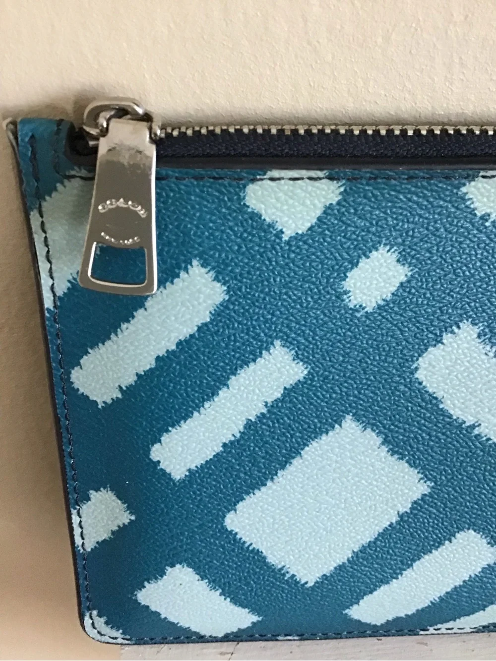 Coach Teal and Light-Blue Geo Zip Clutch